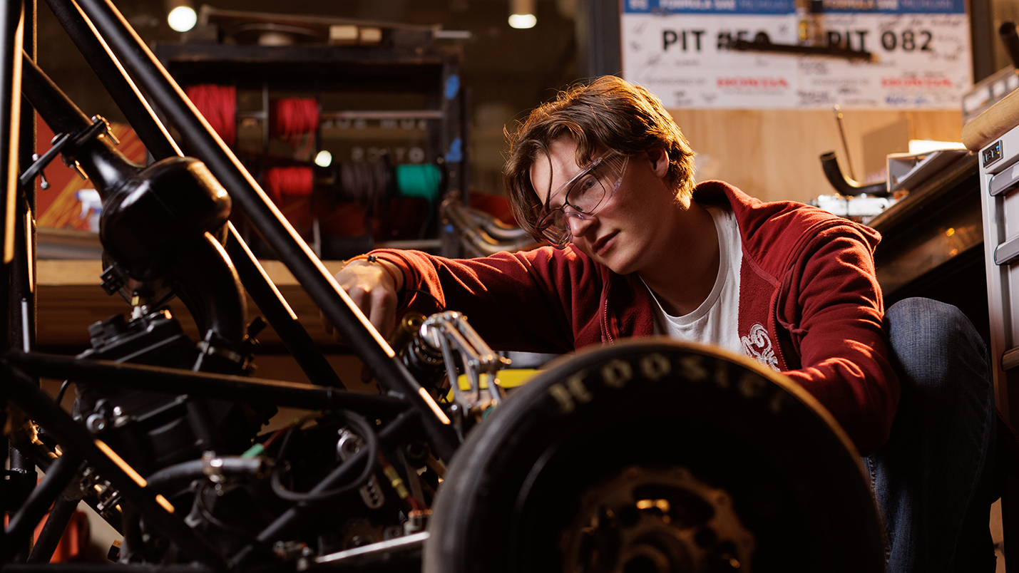 Erick Shoesmith works in the shop.
