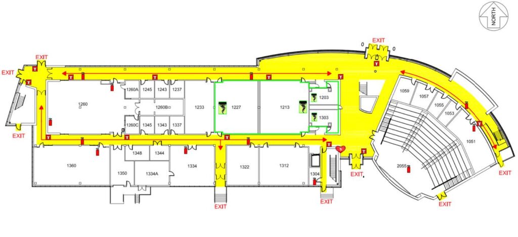 Emergency evacuation map of Black Engineering ground floor